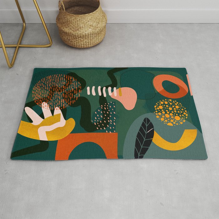 mid century shapes garden party Rug