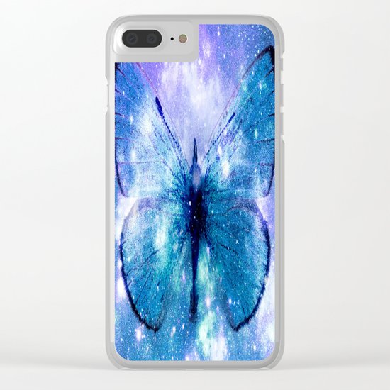 Celestial Butterfly Violet Teal Clear iPhone Case