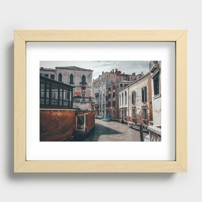 Venice Italy with gondola boats surrounded by beautiful architecture along the grand canal Recessed Framed Print