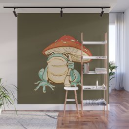 Frog with Mushroom Umbrella Wall Mural