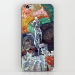 Attributes of an artist's studio & palette surrealism portrait painting by James Ensor iPhone Skin