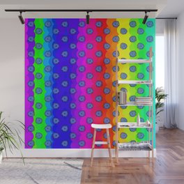 Rainbow and blue flowers Wall Mural