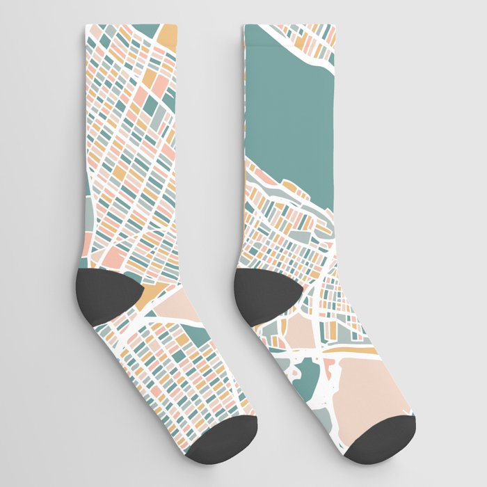 Manhattan New York Map Art Socks
