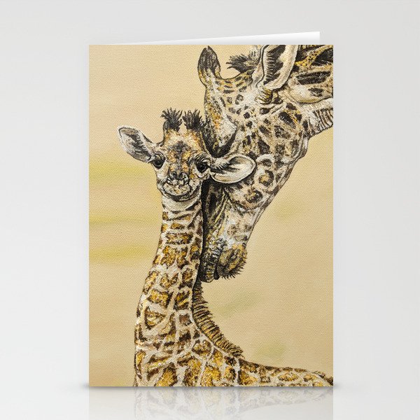 baby giraffe and mom Stationery Cards