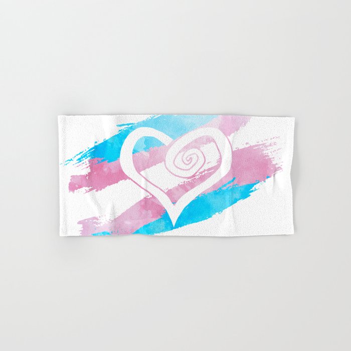 Trans heart - LGBTQ love flag Hand & Bath Towel