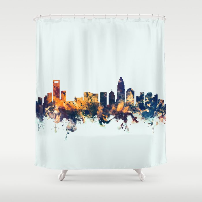 Charlotte North Carolina Skyline Shower Curtain By Artpause Society6