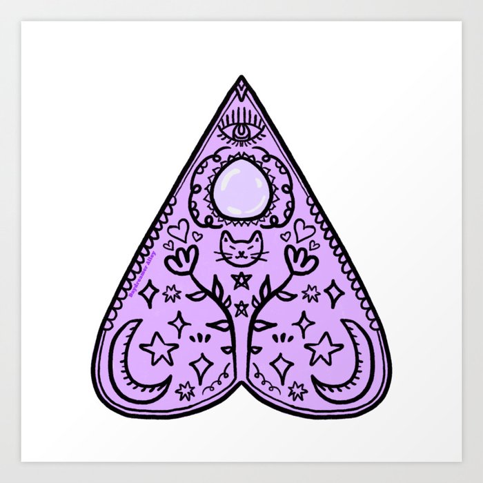 Spooky Cute Spirit Board Planchette, Purple and Black Art Print