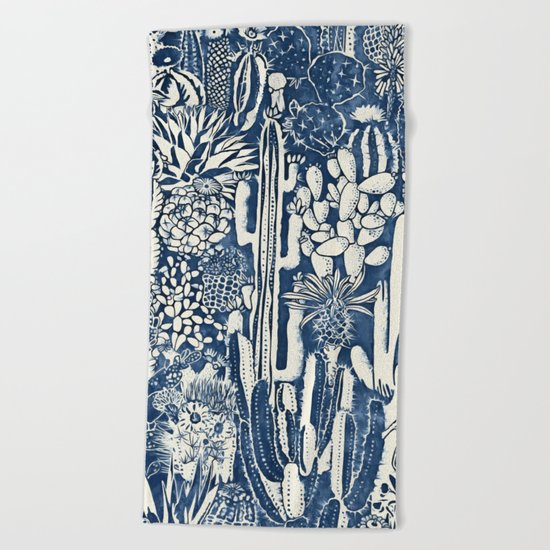Indigo cacti Beach Towel