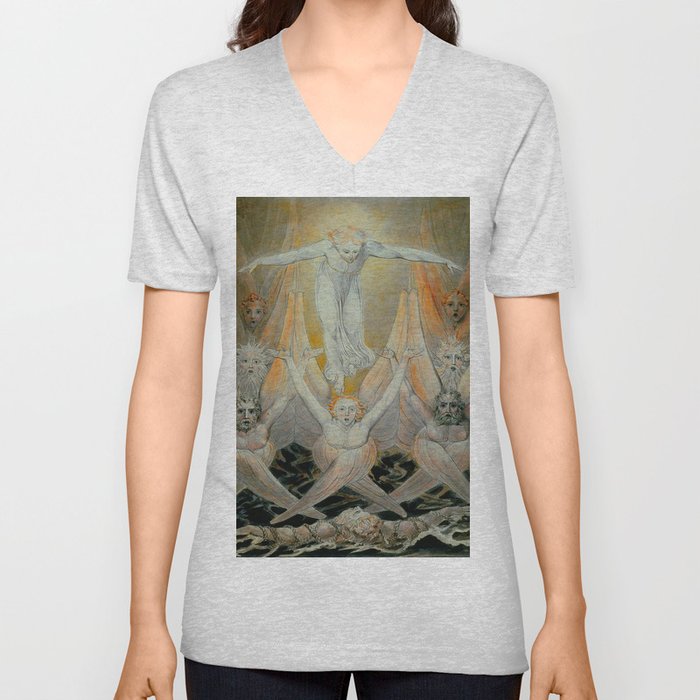 William Blake "David Delivered out of Many Waters" V Neck T Shirt