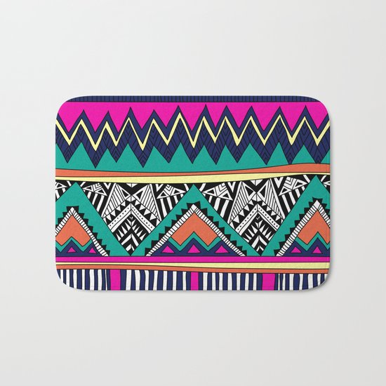 Multicolor tribal background with doodle elements Bath Mat