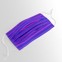 [ Thumbnail: Dark Violet and Blue Colored Lines Pattern Face Mask ]