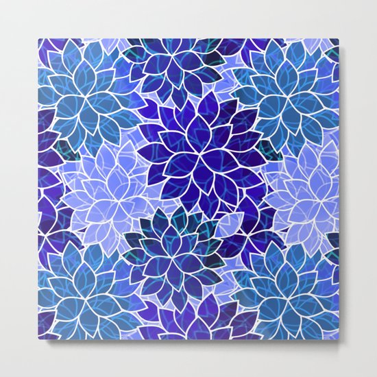 Azurite Blue Flowers Metal Print
