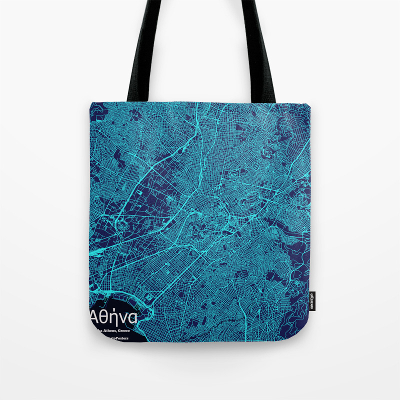 Athens Map Print Athens Greece Map Athens Gifts Athens Print Tote Bag Canvas Bag Cotton Bag Beach Tote Shopping Bag Grocery Bag Market