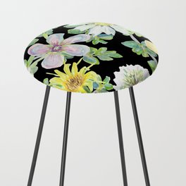 Spring Floral Mix on black Counter Stool