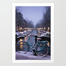Amsterdam Bike in the Snow Art Print