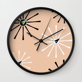 Fifties Kitchen Peach Pattern Wall Clock