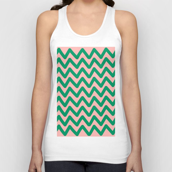 Groovy Pink Green Lines  Tank Top