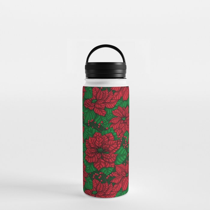 Poinsettia, Christmas pattern Water Bottle