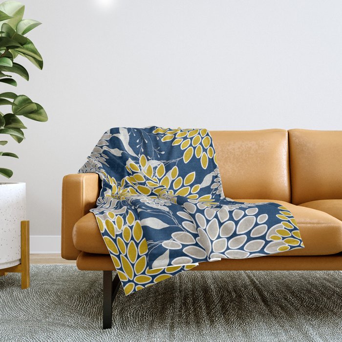 Navy and sales yellow throw blanket