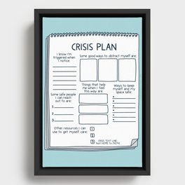 Blank Crisis Safety Plan Reference Art for Therapists, Social Workers, & Counselors Framed Canvas