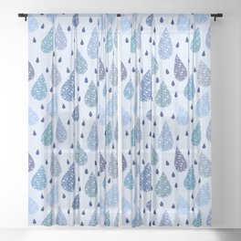 Drops with fun abstract texture  Sheer Curtain