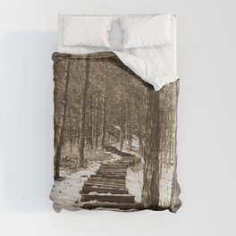Forest Stairs | Sepia Photography Duvet Cover
