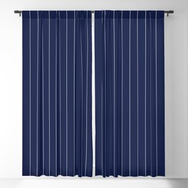 Navy Blue Pinstripes Lines Stripes Minimalist Stripe Line Drawing Blackout Curtain