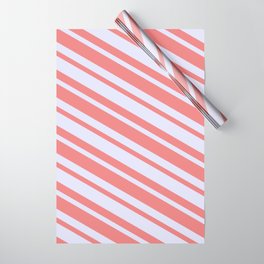 [ Thumbnail: Lavender and Light Coral Colored Stripes/Lines Pattern Wrapping Paper ]