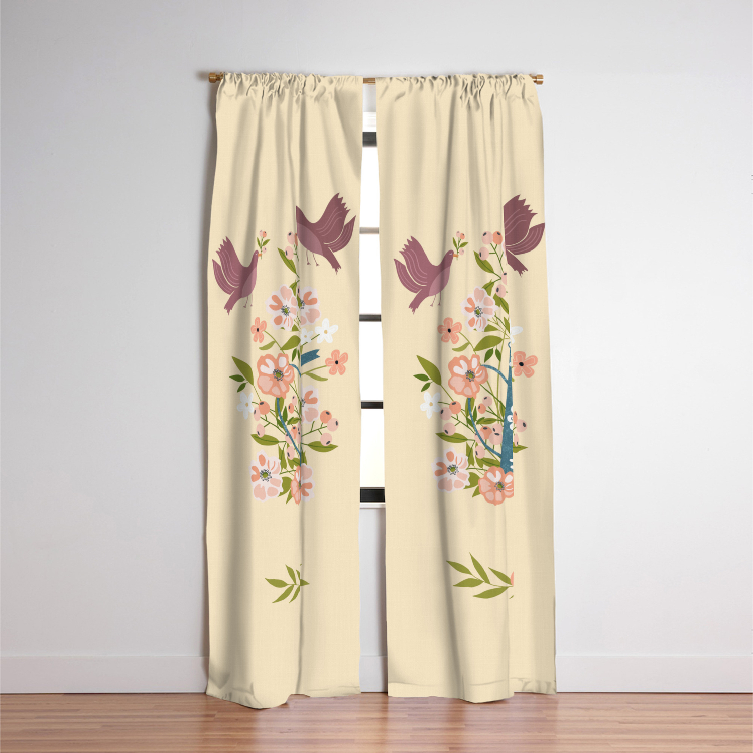 Happy Birds Making Things Beautiful Together Blackout Curtain By