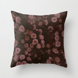 Rosy Floral Grunge Throw Pillow