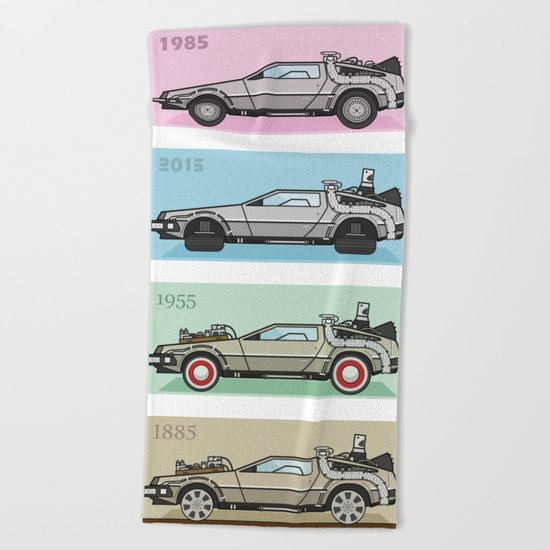 Back to the Future - Delorean x 4 Beach Towel