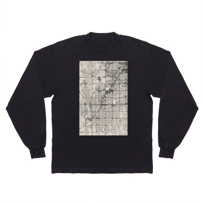 Olathe USA - Black and White city Map Long Sleeve T Shirt