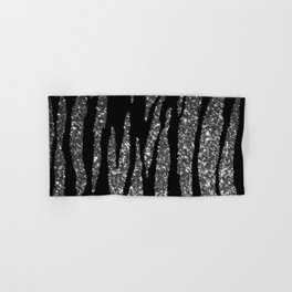Black and Silver Glitter Zebra Stripes Hand & Bath Towel