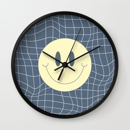 Warp checked smiley in gray Wall Clock