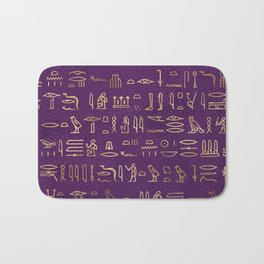 Ancient Egyptian Hieroglyphics - Purple & Gold Bath Mat