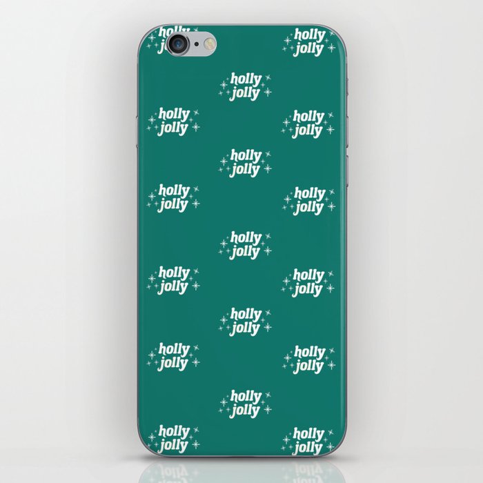 Mint Green Holly Jolly Christmas Decoration Pattern iPhone Skin