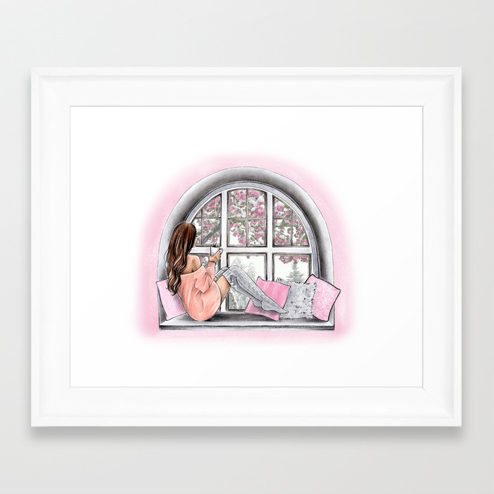 Fashion Art Watercolor Winter Art Girly Wall Art Blush Pink Art