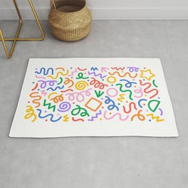Fun colorful line doodle pattern Area & Throw Rug