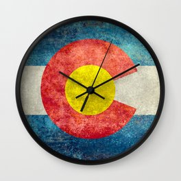 Colorado State Flag in Grungy style Wall Clock | Vintage, Flag, Grungy, Retro, Coloradoflag, Distressed, State, Denver, Coloradostateflag, Colorado 