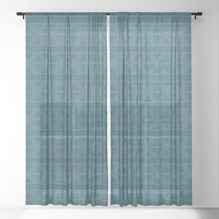 lines geo-teal Sheer Curtain