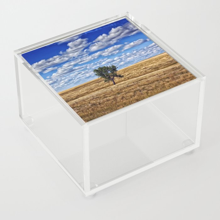 American prairie, South Dakota big sky country with fair weather clouds like a painting landscape color photograph / photography for home and wall decor Acrylic Box