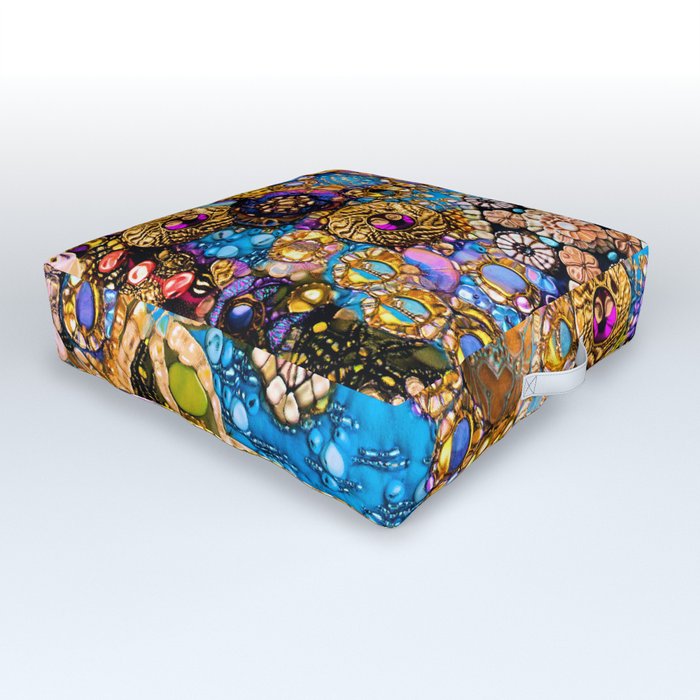 Gold, Glitter, Gems and Sparkles Outdoor Floor Cushion