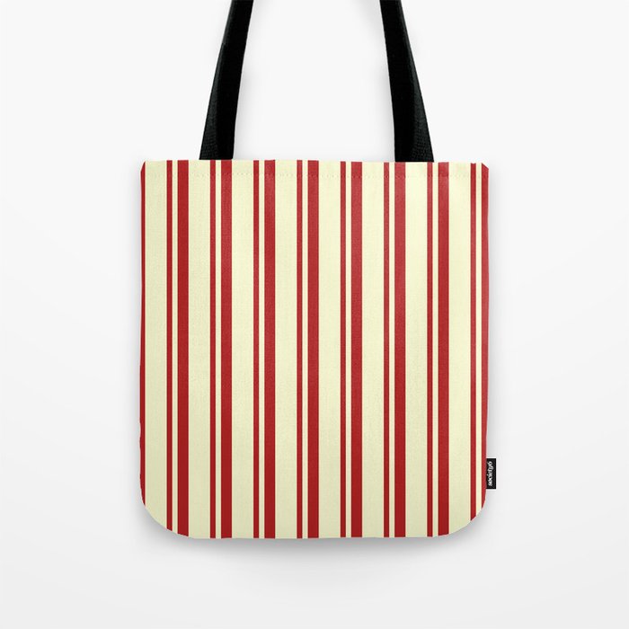 Red & Light Yellow Colored Stripes/Lines Pattern Tote Bag