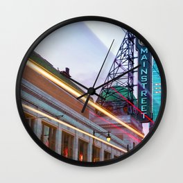 One Kansas City Place And Main Street Light Trails Panorama Wall Clock | Colorful, Longexposure, Wallart, Downtown, Skylineprint, Powerlights, Traffic, Monorail, Cityplace, Fineart 