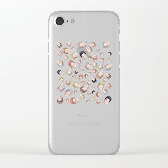 Tilda Heads on Black | Hair Pattern Clear iPhone Case