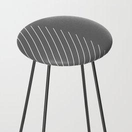 Elegant Thin Stripes and Paper Texture Noise Texture Gray Grey White Counter Stool