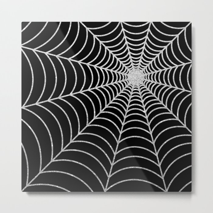 Spiderweb | Silver Glitter Metal Print