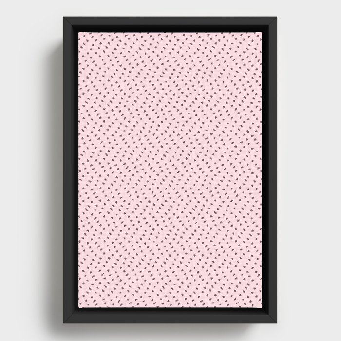 Pink and Brown Abstract Spots Framed Canvas