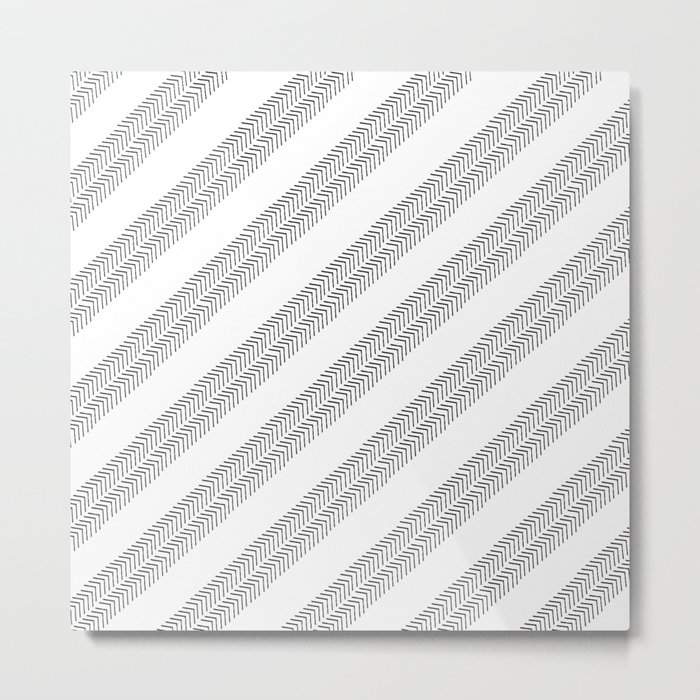 Black white watercolor hand painted geometrical chevron zigzag Metal Print