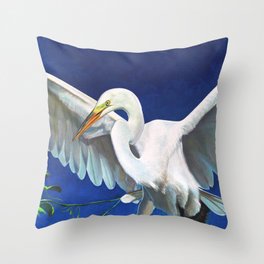 Tropical Florida Art - Egret Majesty Throw Pillow